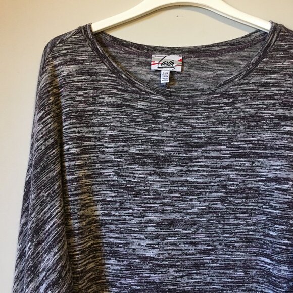 Lava Purple Marled Knit Rayon Blend Dolman Sleeve Wrap Hem Pullover - Picture 3 of 15